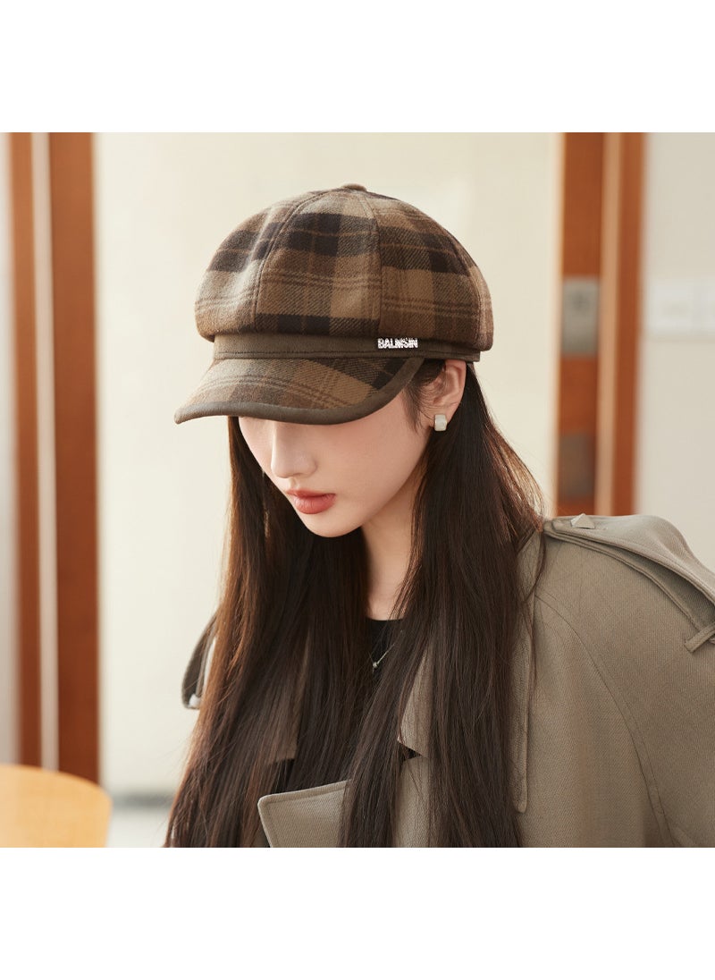 Generic - Vintage Plaid Newsboy Cap High-Quality Autumn MM1552 red - Image 1