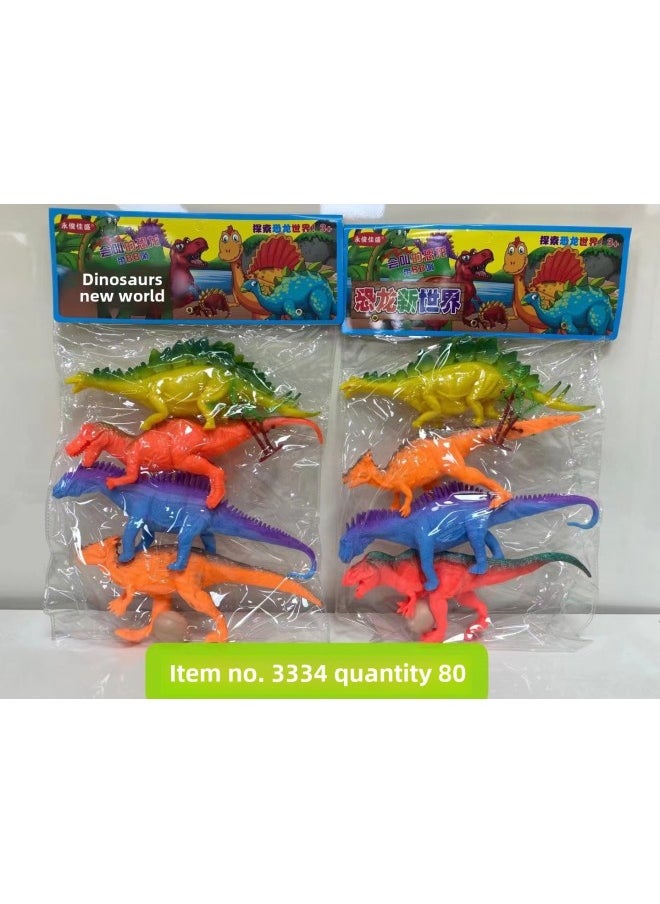 null - Play House Set Bag Simulation Soft Rubber Model Children's Toy Marine Animal Insect Farm Static Dinosaur-Color:3334 Static Dinosaur (color 4 Loaded With BB Whistle) - Image 1
