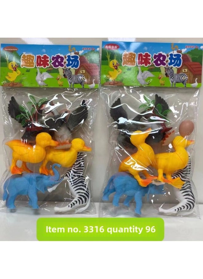 null - Play House Set Bag Simulation Soft Rubber Model Children's Toy Marine Animal Insect Farm Static Dinosaur-Color:3334 Static Dinosaur (color 4 Loaded With BB Whistle) - Image 1