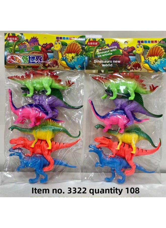 null - Play House Set Bag Simulation Soft Rubber Model Children's Toy Marine Animal Insect Farm Static Dinosaur-Color:3334 Static Dinosaur (color 4 Loaded With BB Whistle) - Image 1