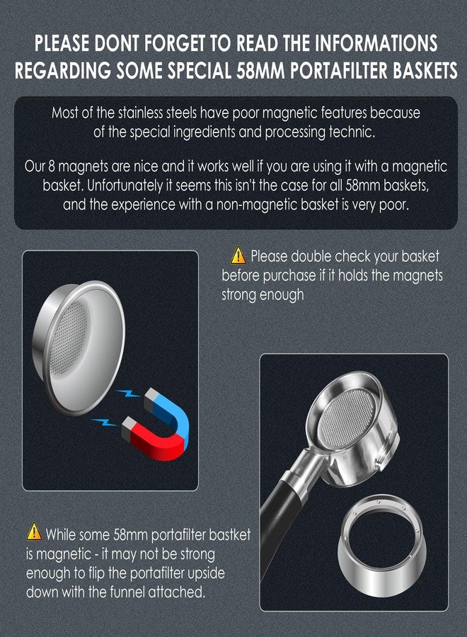 MATOW 58mm Magnetic Dosing Funnel V2, MATOW Stainless Steel Espresso Dosing Ring with 8 Magnets Compatible with All 58mm Portafilter - Image 2