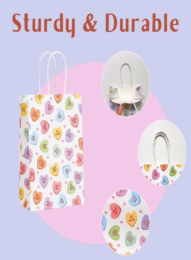 Corbekel 24 Pcs Valentine's Day Paper Gift Bags with Handles, 8.3" x 6"x 3.2" Valentines Goodie Bags in 6 Styles, Heart Goodie Bags for Valentine's Day Party Favor Supplies & Classroom Gift Exchange - Image 4