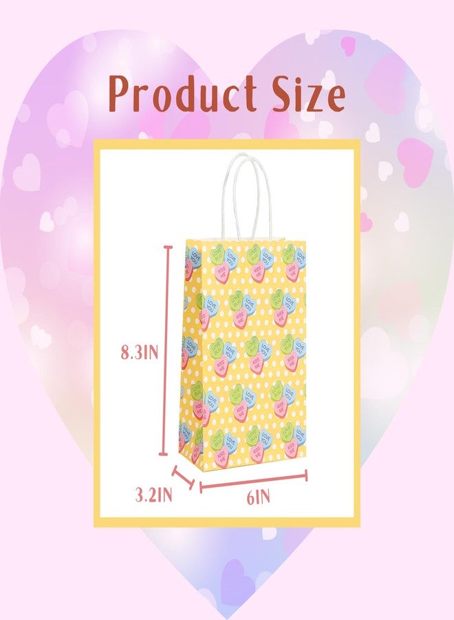 Corbekel 24 Pcs Valentine's Day Paper Gift Bags with Handles, 8.3" x 6"x 3.2" Valentines Goodie Bags in 6 Styles, Heart Goodie Bags for Valentine's Day Party Favor Supplies & Classroom Gift Exchange - Image 3