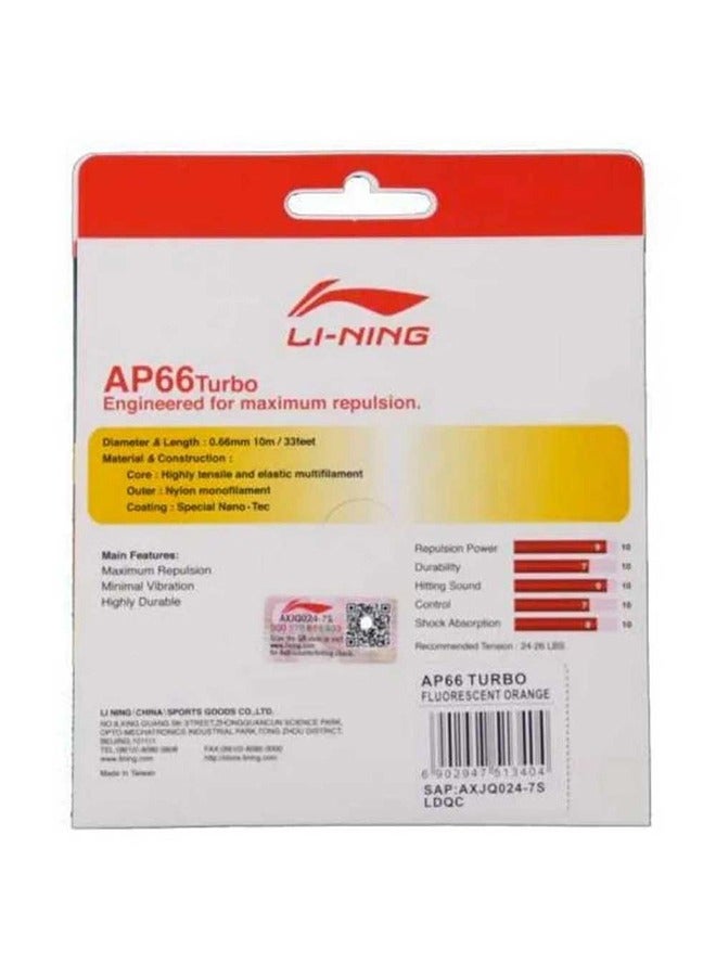 Li-Ning Ap-66 Turbo Badminton String - Fluorescent Orange  - Image 2