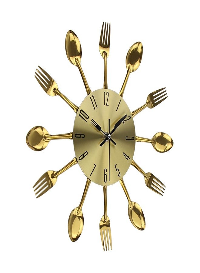 تايم لايك ساعة حائط معدنية نحاسية للمطبخ من تايم لايك، مزودة بملاعق وشوك ثلاثية الأبعاد قابلة للإزالة، بتصميم عصري وإبداعي، تُعد إضافة رائعة لديكور المنزل وهدية مميزة (ذهبي). - Image 4