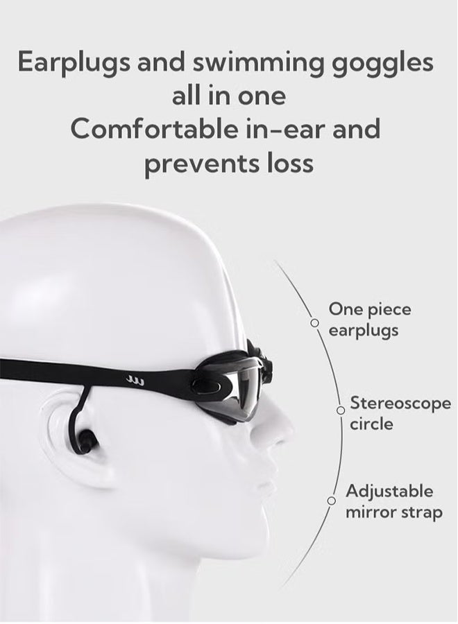 HD Swimming Goggles Set, with Swimming Cap, Earplugs, Nose Clip, Leak-Proof Goggles - Image 5
