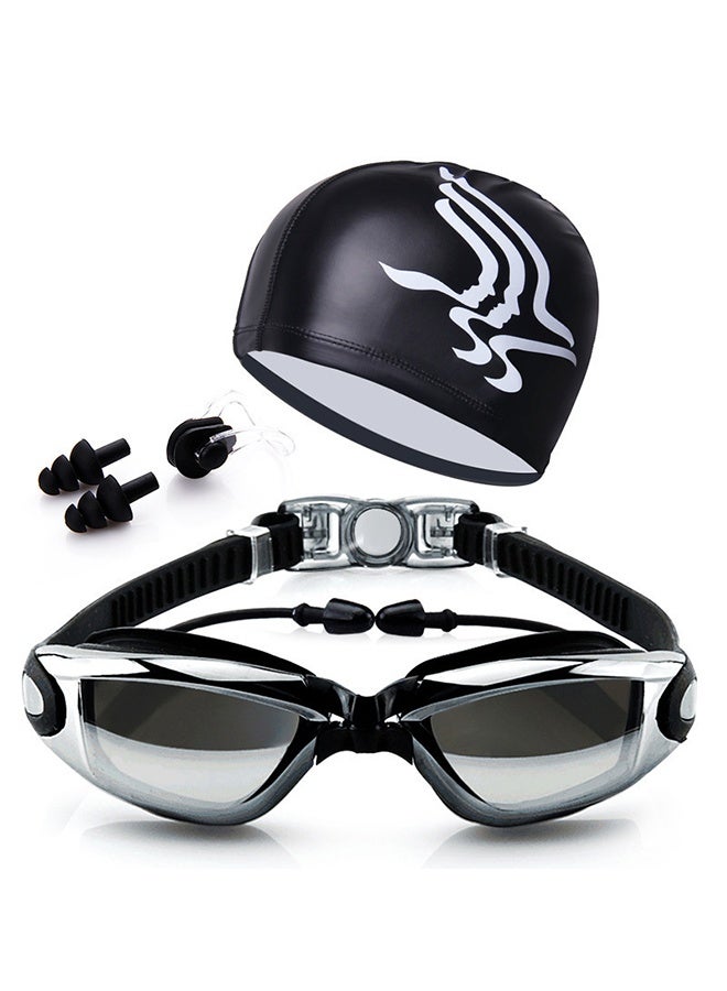 HD Swimming Goggles Set, with Swimming Cap, Earplugs, Nose Clip, Leak-Proof Goggles - Image 1