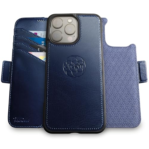 Dreem Wallet Case for iPhone 16 Pro Max Revolutionary VertHor Phone Stand Magnetic Detachable Vegan Leather Flip Cover RFID Blocking Card Holder MagSafeFit Gift Box Fibonacci Royal - Image 1