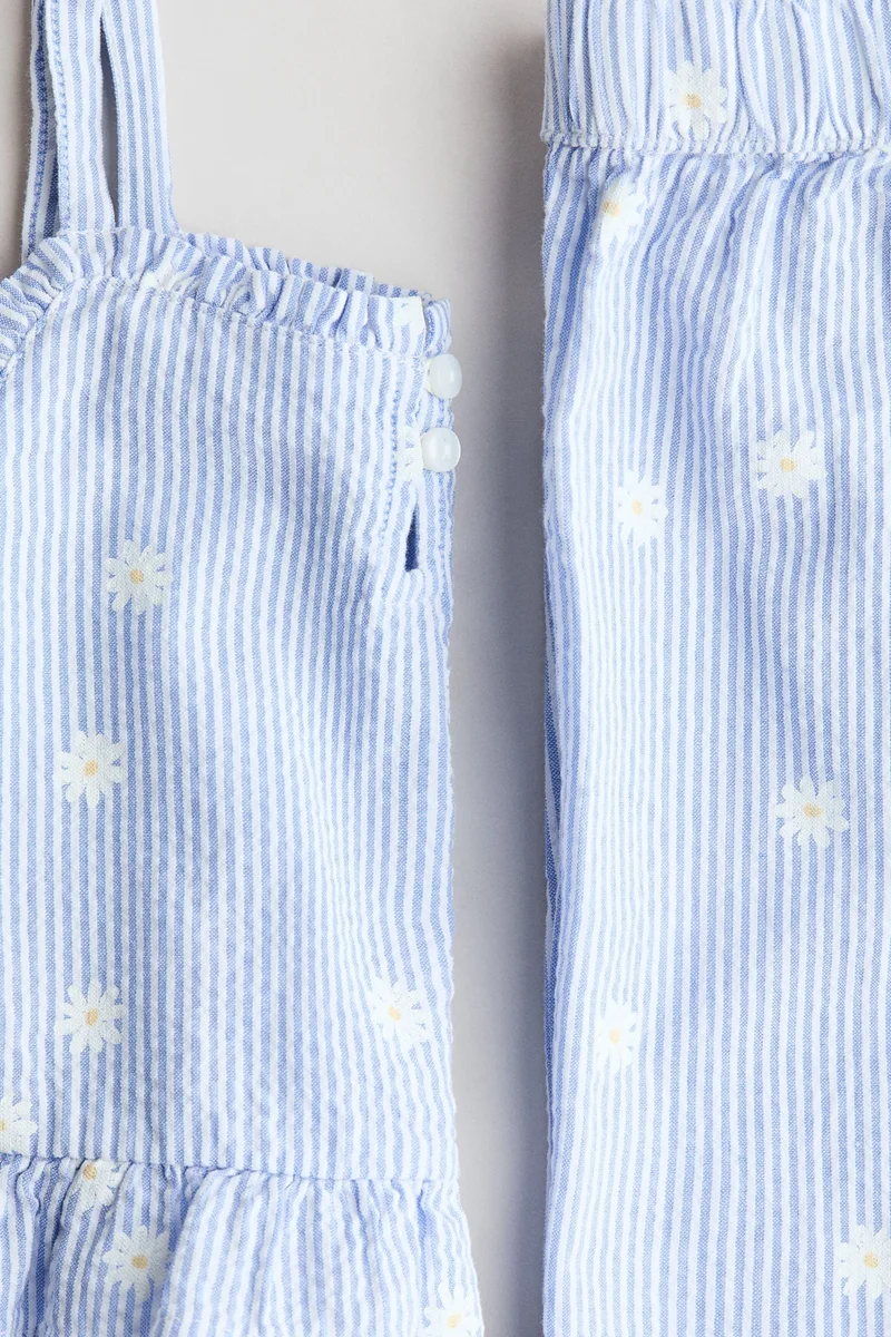 H&M 2-piece frill-trimmed seersucker set