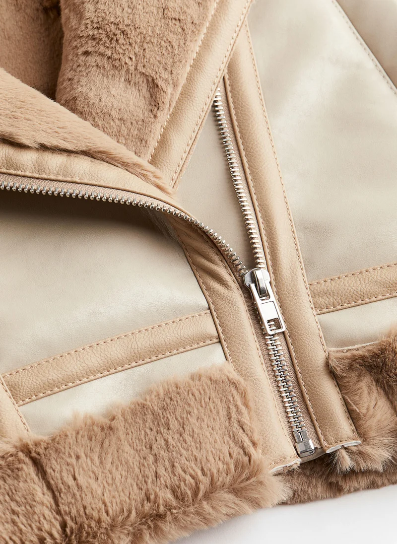 H&M Pile-Lined Biker Jacket