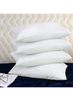 Donetella Cotton Pillow, 4-Pieces (1200Gm Each) King Size Bed Pillow, 50X75 Cm With Luxury Down Alternative Filling And Skin-Friendly Satin Feel, Hotel Style, Medium Loft White  - Image 2