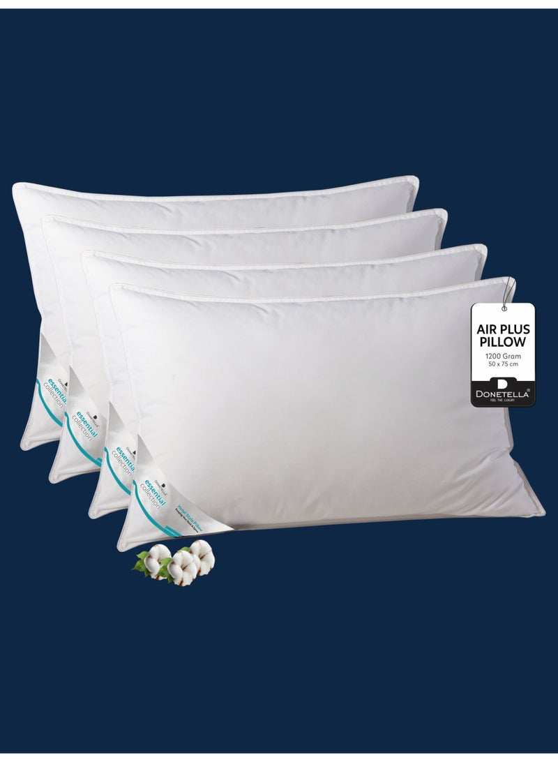 Donetella Cotton Pillow, 4-Pieces (1200Gm Each) King Size Bed Pillow, 50X75 Cm With Luxury Down Alternative Filling And Skin-Friendly Satin Feel, Hotel Style, Medium Loft White - Image 2
