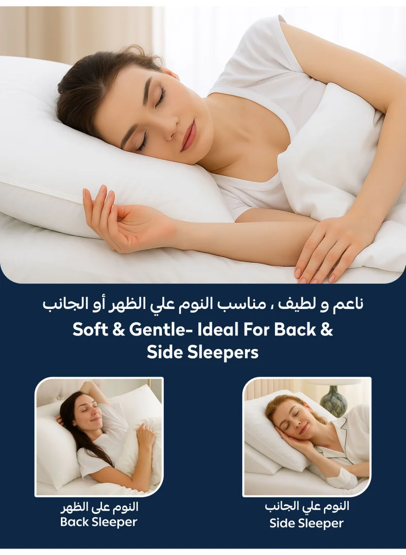 دوناتيلا 4 قطع مخدة فندقية من القطن 100% من القطن الطبيعي خياطة مزدوجة على الأطراف حشوة بيرل فاخرة 1.2 كج 75x50 سم