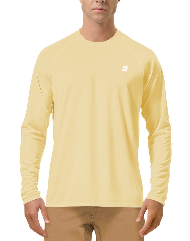 Roadbox Mens UPF 50 Long Sleeve SPF Diving Rash Guard UV Sun Protection Shirts for Outdoor Fishing Hiking Swimming Running Yellow - Image 2