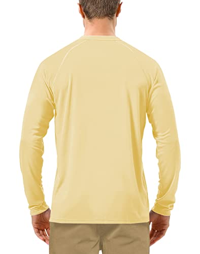 Roadbox Mens UPF 50 Long Sleeve SPF Diving Rash Guard UV Sun Protection Shirts for Outdoor Fishing Hiking Swimming Running Yellow - Image 3