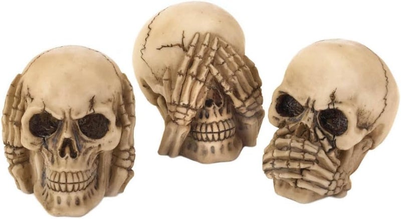 Zingz & Thingz Skeleton & Skulls Collection Resin Figurine Set, See Hear Speak No Evil, 1.75x2.625x2, 3 Piece - Image 2
