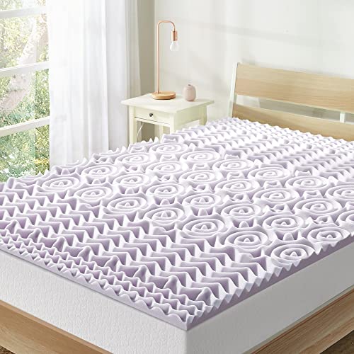 Mellow 15 Inch 5Zone Memory Foam Mattress Topper Soothing Lavender Infusion Twin - Image 1