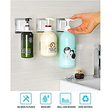 KIDINGTON Wall Hanging Shampoo Holder Stand for Multipurpose Adhesive Shampoo Holder Hand Body Wash Conditioner Organizer Shower Gel Bottle Holder Shampoo Holder Hook (Bottle Not Included) (2) - Image 5