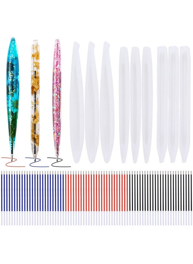 JANYUN 9 Pieces Pen Resin Mold Epoxy Resin Molds With 75 Pieces Ink Pen Refills Ballpoint Pen Silicone Molds Resin Casting Molds For Diy Resin Crafts Making - Image 1