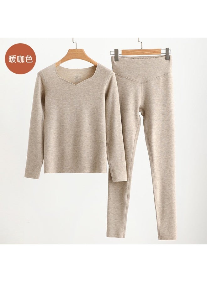 NIBEMINENT Women Winter Thermal Underwear Long Sleeve Bottoming Top Seamless Thick Double Layer Warm Lingerie Woman 2 Pcs Set Sleepwear - Image 1