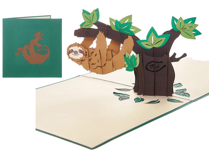 Rykamia Sloth Pop Up Card - Sloth Birthday & Thank You Card For Kids - Jungle Theme Gift - Image 1