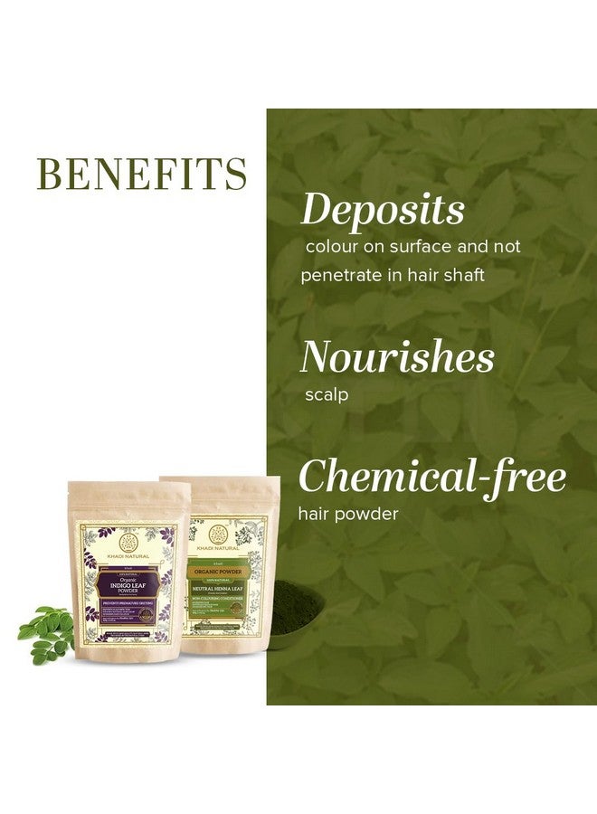 Khadi Natural Organic Powder Pack Of 2 (Indigo + Natural Henna) 200Gmherbal Hair Colour Hides Grey Hair Prevents Hair Thinning Free From Harsh Chemicals Suitable For All Hair Types - Image 2