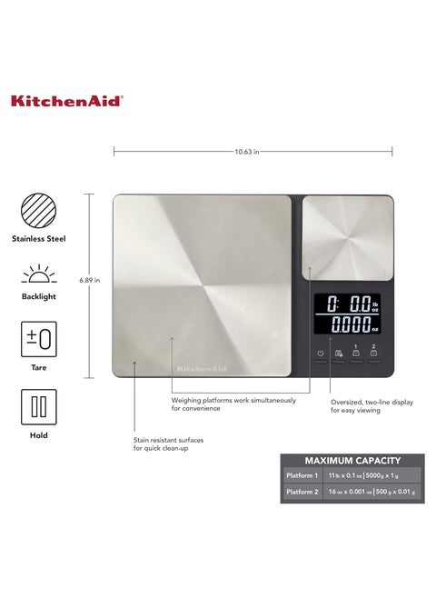 Precision Stainless Steel Dual-Platform Digital Food Scale with 5kg Capacity and Precision 16oz Capacity
