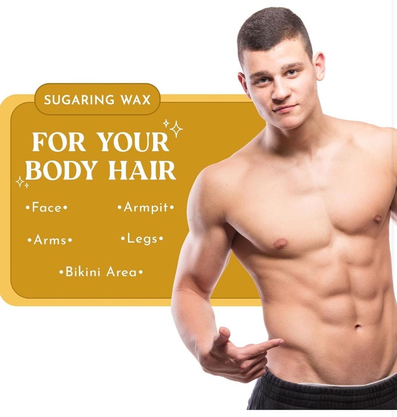 MOOM Organic Hair Removal Sugar Wax for Men with Aloe Vera & Chamomile â€“ Soft Wax for Sensitive Skin & Men Hair - Perfect for Back, Chest, Eyebrow & Body - 12 oz Jar (Strips & Sticks NOT Included) - Image 5
