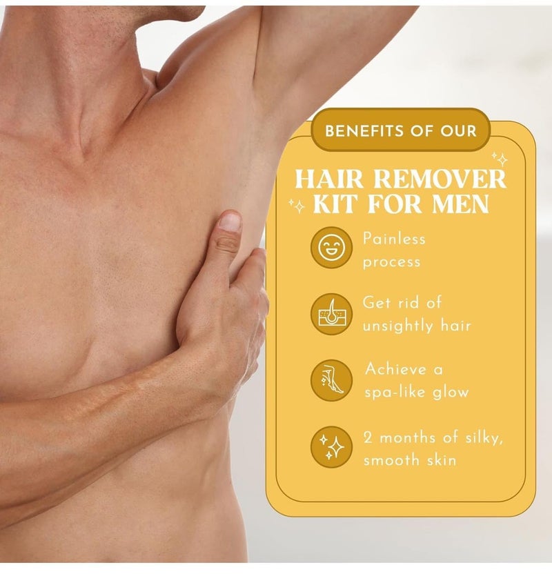 MOOM Organic Hair Removal Sugar Wax for Men with Aloe Vera & Chamomile â€“ Soft Wax for Sensitive Skin & Men Hair - Perfect for Back, Chest, Eyebrow & Body - 12 oz Jar (Strips & Sticks NOT Included) - Image 4