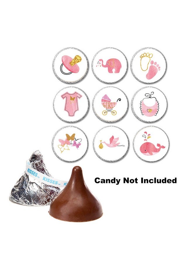 None/Brand 180 ملصقات لاصقة على شكل شوكولاتة للبنات لحفلات استقبال المواليد، ملصقات حفلات استقبال المواليد بموضوع الحوت والفيل بحجم 0.75 بوصة. (وردي فاتح) - Image 2