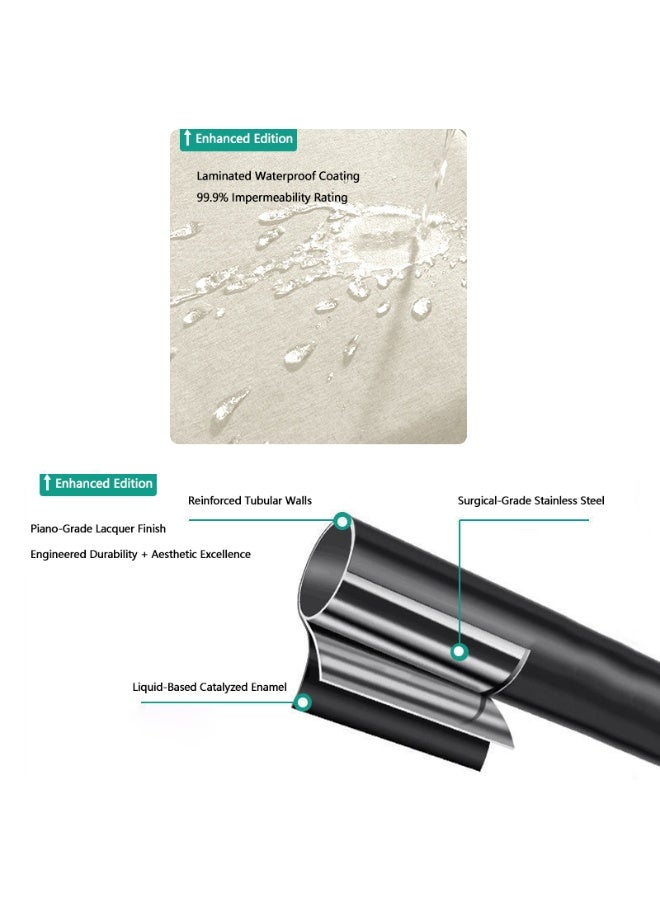 والالا قطعتان من قضبان ستارة الحمام الزاوية القابلة للتمديد من الفولاذ المقاوم للصدأ، قضيب ستارة معدني مربع الشكل على شكل حرف U منحني بزاوية 90 درجة، قضيب حوض استحمام منحني مع ستارة مقاومة للماء، خطاف - Image 2