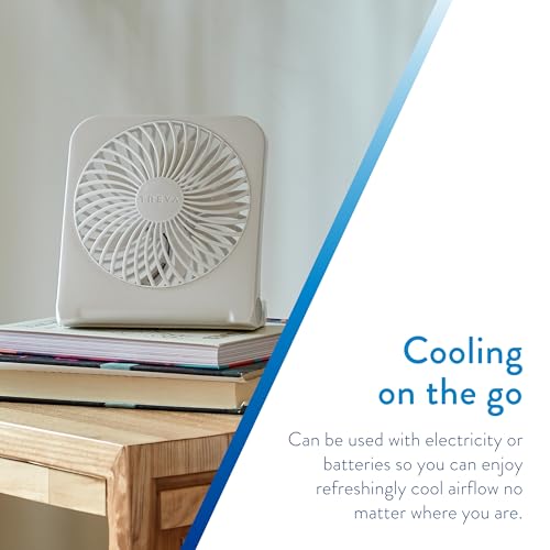Treva 5-Inch USB and Battery Powered Desk Fan With Two Cooling Speeds and Adjustable Tilt, Small USB Fan Cubicle Accessories Durable and Long Lasting (White) - Image 5