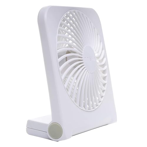 Treva 5-Inch USB and Battery Powered Desk Fan With Two Cooling Speeds and Adjustable Tilt, Small USB Fan Cubicle Accessories Durable and Long Lasting (White) - Image 1