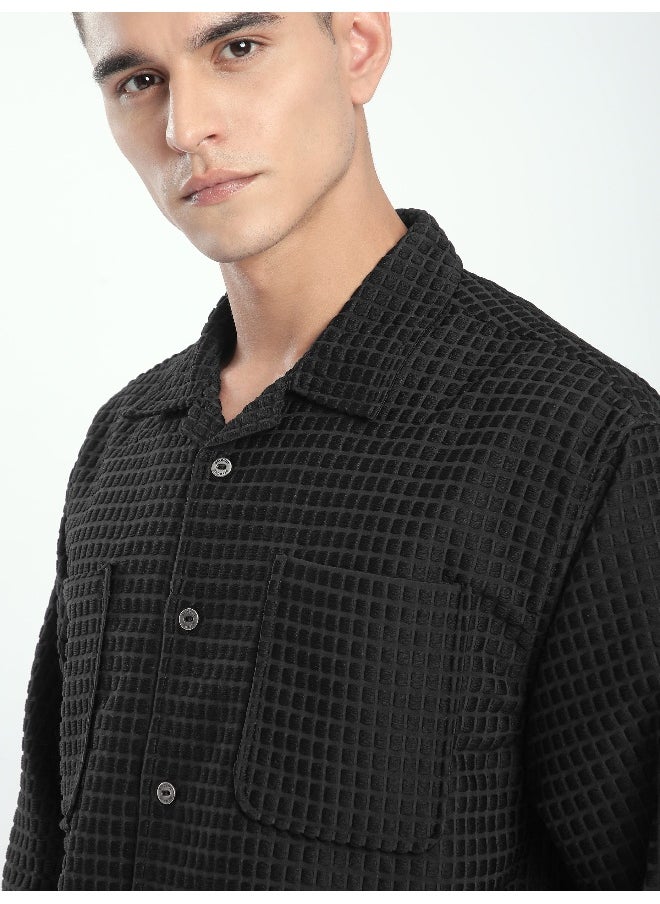 Beyoung Black Bubble Textured Shacket  - Image 1