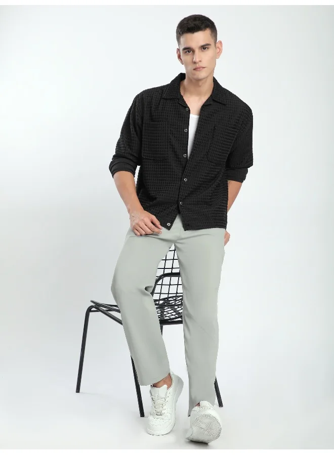 Beyoung Black Bubble Textured Shacket
