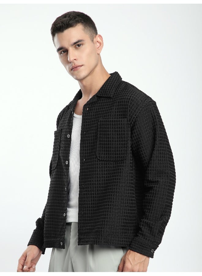 Beyoung Black Bubble Textured Shacket  - Image 5