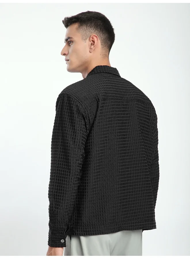 Beyoung Black Bubble Textured Shacket