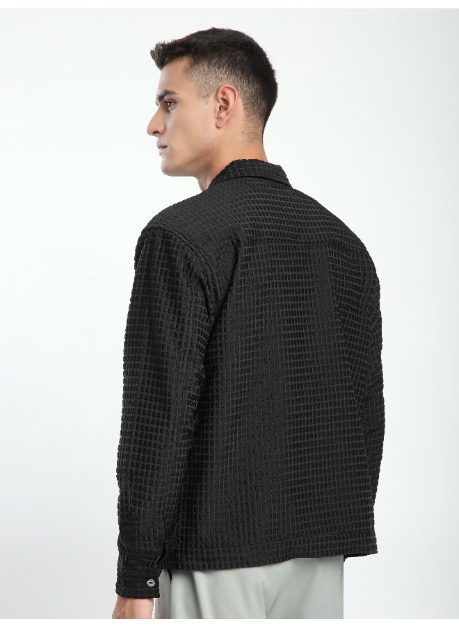 Beyoung Black Bubble Textured Shacket  - Image 3