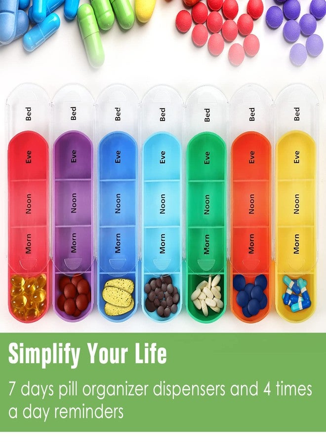 FINPAC Weekly Pill Organizers 4 Times A Day, Slide Open PU Leather Case Travel Pill Vitamin Medicine Reminder and Planner with Name Card for Morning| Afternoon| Evening| Bedtime (Flower Festival) - Image 2