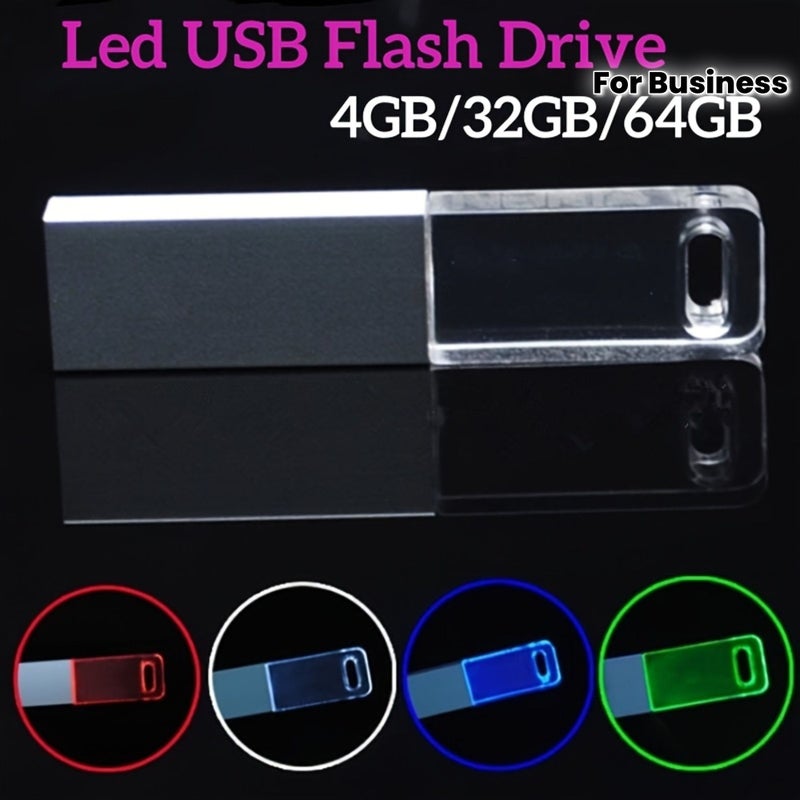 Green LED Light USB Flash Drive 32GB Large Capacity High Speed Memory Stick for Computer Laptop Speaker External Storage Data Photo Video Music Business Birthday Gifts - Image 1