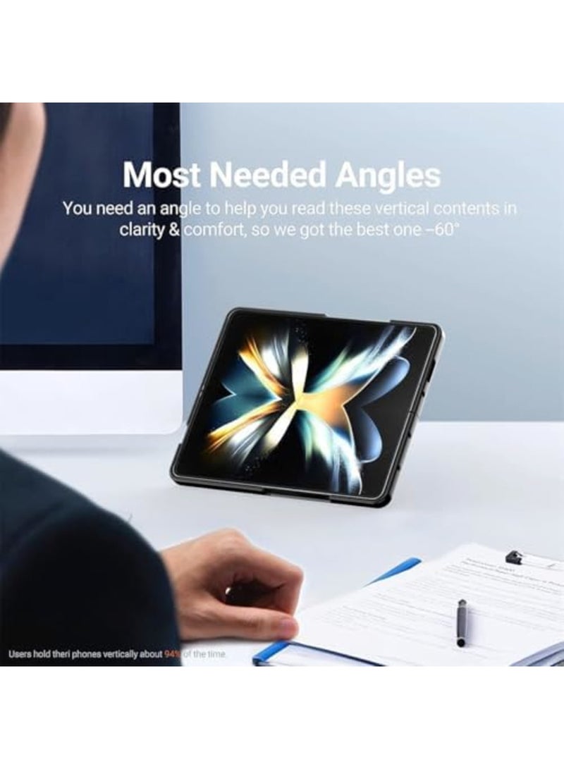 SYOSI Case for Galaxy Z Fold 7 with 370° Rotating Ring Kickstand, Slim Translucent Matte Shockproof TPU PC Protective Phone Cover with Grip Support, Anti-Slip Bumper, Wireless Charging Compatible (Black) - Image 3