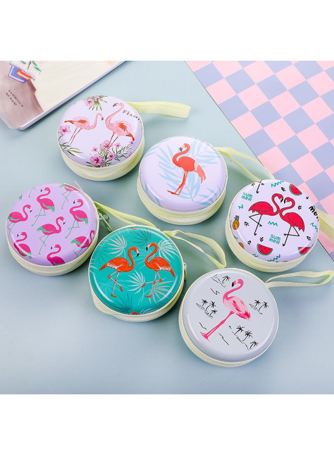 Children's Creative Cute Tinplate Coin Purse Cartoon Coin Purse Earphone Cable Round Zipper Storage Bag Small Gift