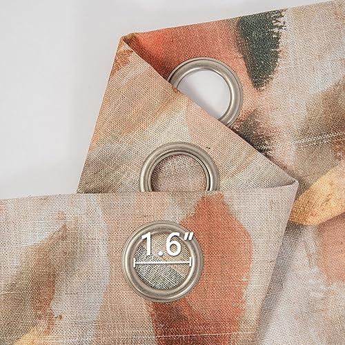 MEETSKY Floral Curtains for Living Room - Linen Fall Curtain 84 inches Long Light Filtering Privacy Protect Drapes Modern Patterned Farmhouse Window Treatment, 52" Wide, Coral and Orange, 2 Panels - Image 3