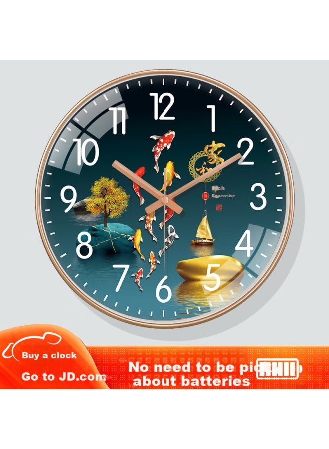 Peng Chuang Pengchuang Chinese Style Wall Clock For Living Room Study Room Home New Chinese Creative Non-perforated Light Luxury Decorative Quartz Clock - Image 1