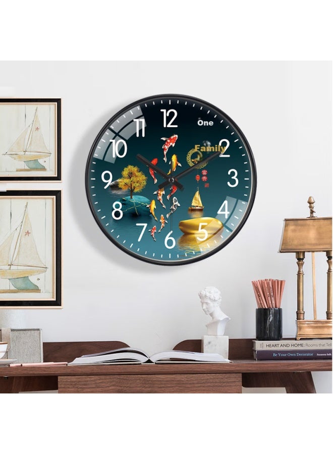 Peng Chuang Pengchuang Chinese Style Wall Clock For Living Room Study Room Home New Chinese Creative Non-perforated Light Luxury Decorative Quartz Clock - Image 3