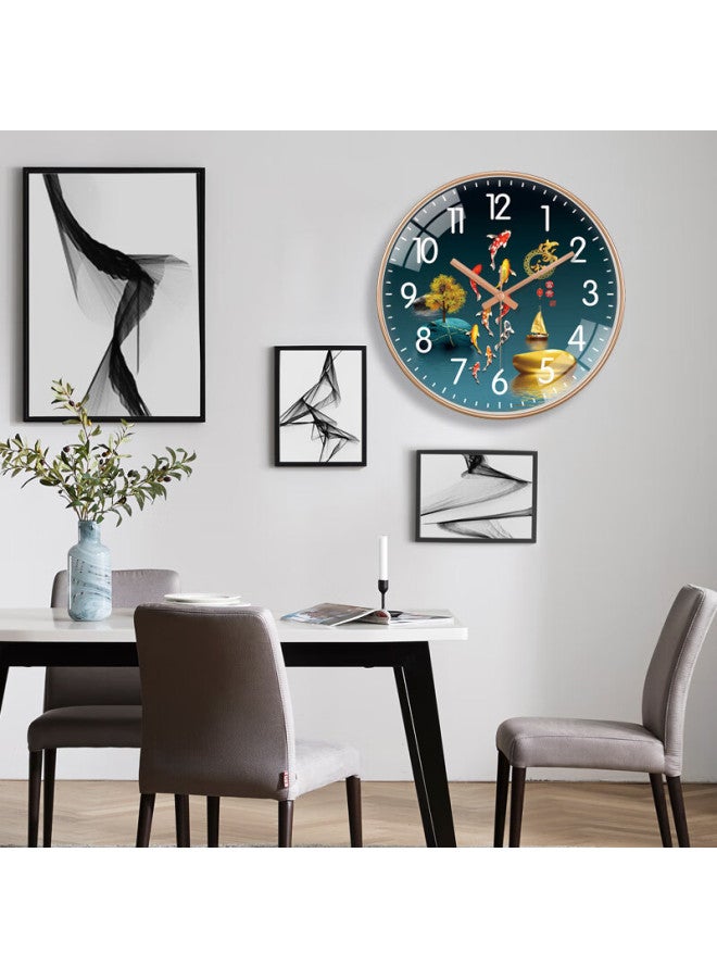 Peng Chuang Pengchuang Chinese Style Wall Clock For Living Room Study Room Home New Chinese Creative Non-perforated Light Luxury Decorative Quartz Clock - Image 2
