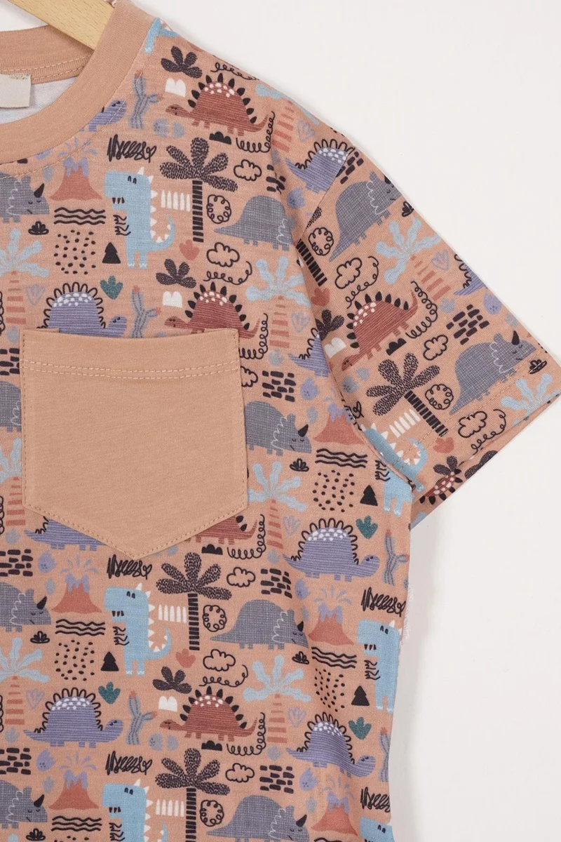 WEWE 123242 Boy 3-7 Years Old Applique Pocket Detailed T-shirt