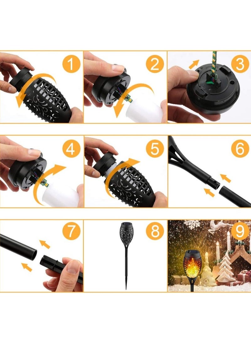 jaexest Solar Outdoor Lights, 8 Pack Solar Torch Light with Flickering Flame, Waterproof, Orange, ABS Material, Outdoor Decor - Image 4