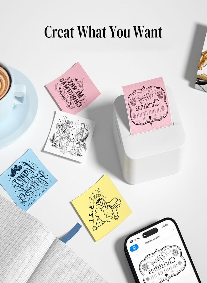 Zeitel® 3 Rolls Adhesive Thermal Printer Stickers 57x25mm 3 Colors Thermal Printer Stickers Label Sticker for Mini Printers Bluetooth Pocket Printers Sticker (Pink/Blue/Yellow) - Image 5