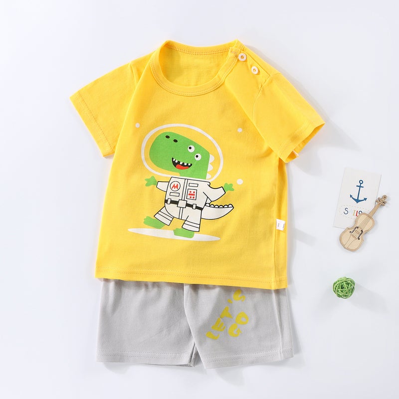 Summer Children'S Short-Sleeved Shorts Suit Pure Cotton T-Shirt For Boys And Girls Baby Thin Children'S Wear - Image 3